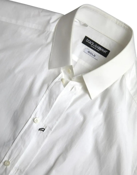 Vestido de esmoquin de algodón formal blanco camisa dorada