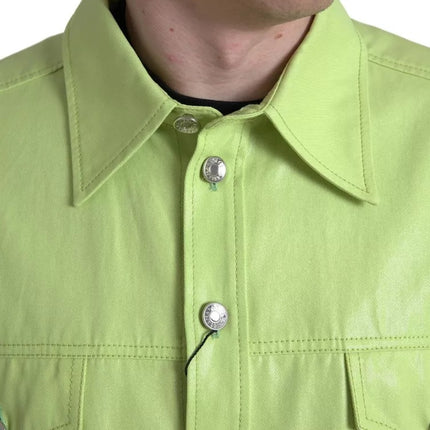 Camisa de botón informal de algodón verde algodón