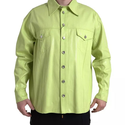 Camisa de botón informal de algodón verde algodón