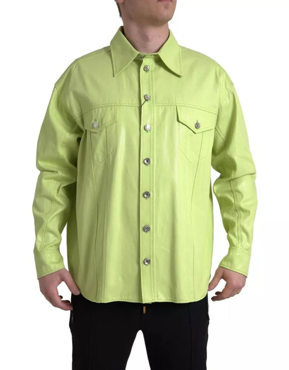 Camisa de botón informal de algodón verde algodón