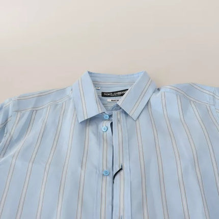 Blue Striped Silk Formal Dress Martini Shirt