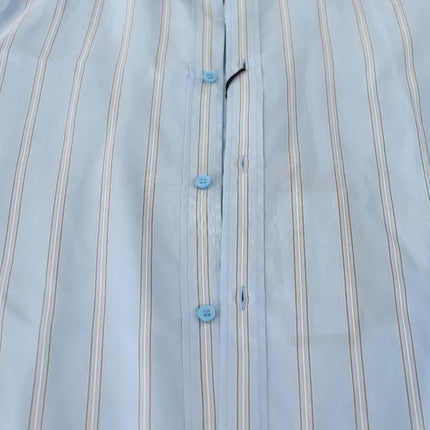 Blue Striped Silk Formal Dress Martini Shirt