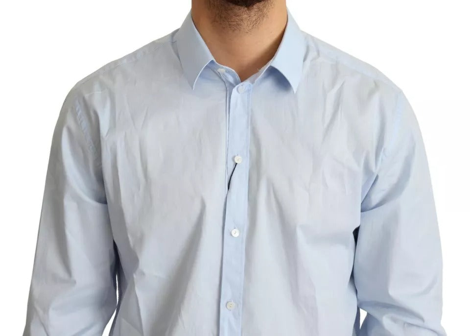 Camisa de martini formal de algodón azul claro