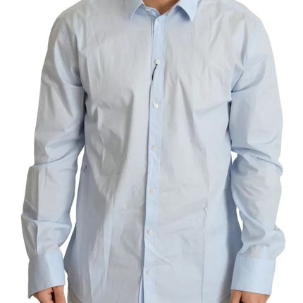 Lichtblauw katoenen stretch formeel martini shirt