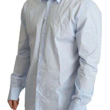 Lichtblauw katoenen stretch formeel martini shirt