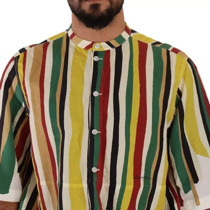 Camisa de algodón de lino a rayas multicolor