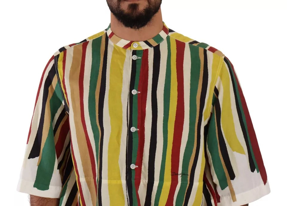 Camisa de algodón de lino a rayas multicolor