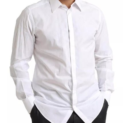 Camisa de vestido de esmoquin de algodón formal de oro blanco