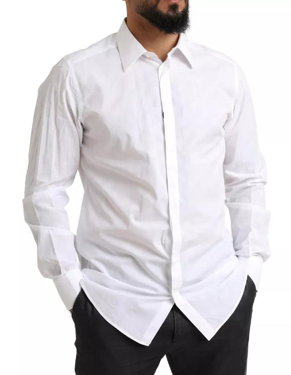 Camisa de vestido de esmoquin de algodón formal de oro blanco