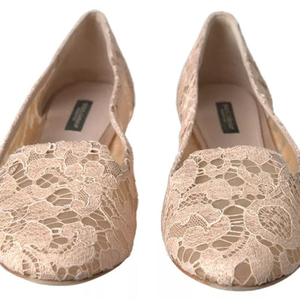 Beige Floral Lace Loafers Flats schoenen