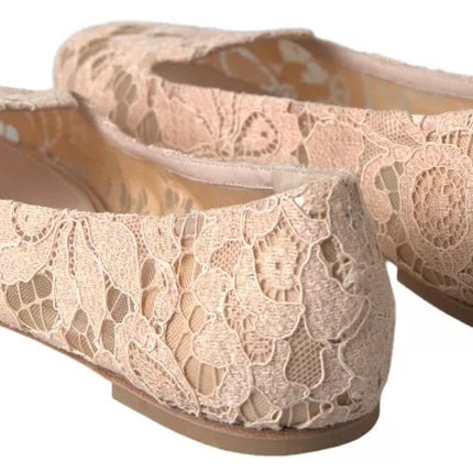 Beige Floral Lace Loafers Flats schoenen