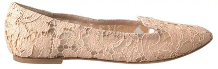 Beige Floral Lace Loafers Flats schoenen