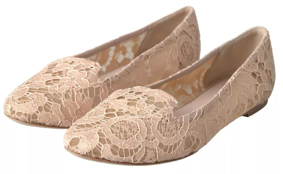 Chaussures à limons en dentelle florale beige chaussures