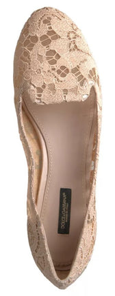 Beige Floral Lace Loafers Flats schoenen