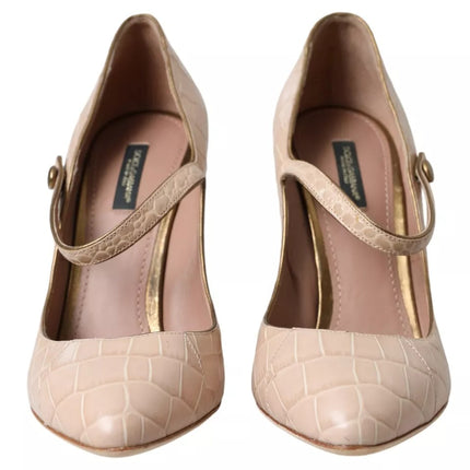 BEIGE PELLE MARY JANES SCARPE IMBELATI