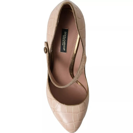 BEIGE PELLE MARY JANES SCARPE IMBELATI