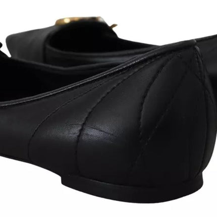 Chaussures de plats pointus en cuir de dévotion noire