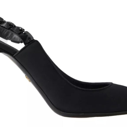 Scarpe con i tacchi con slingback intampeuse abbellite nere