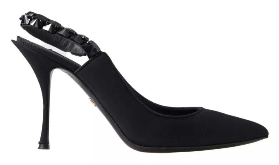 Scarpe con i tacchi con slingback intampeuse abbellite nere