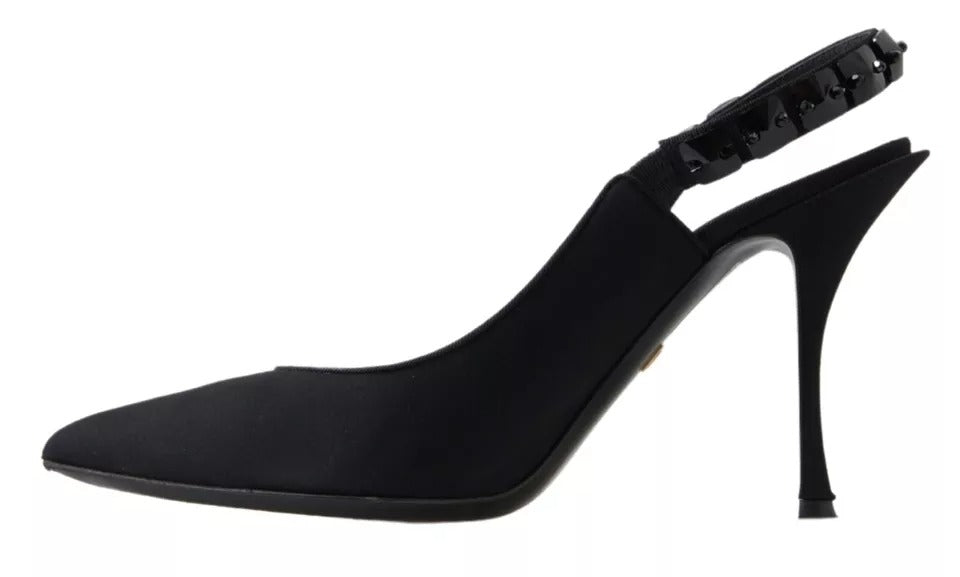 Scarpe con i tacchi con slingback intampeuse abbellite nere