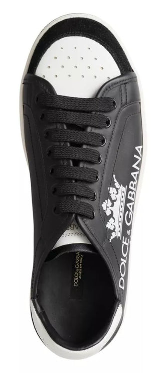 Crown de cuero negro Milano zapatillas de zapatillas