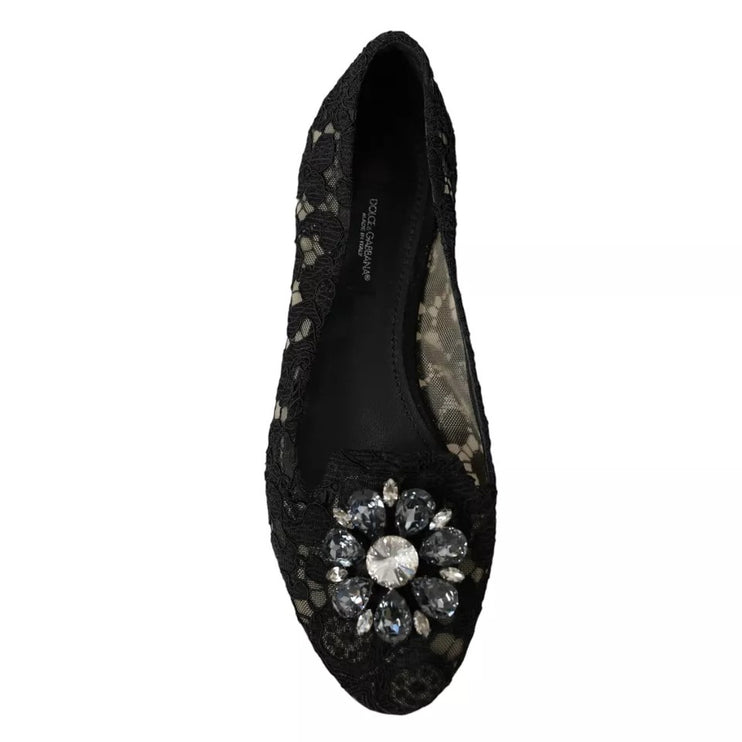 Chaussures de cristaux en dentelle Taormina noire