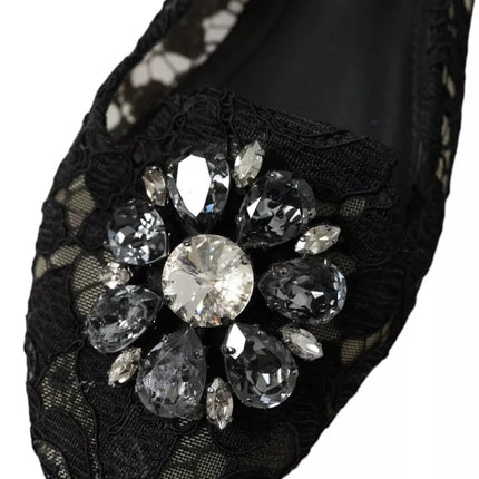 Chaussures de cristaux en dentelle Taormina noire