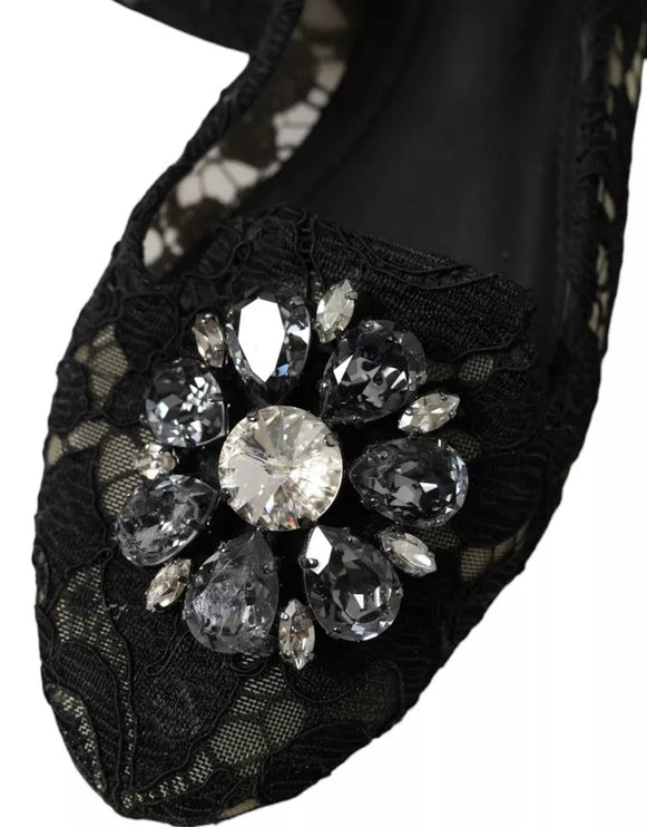 Chaussures de cristaux en dentelle Taormina noire