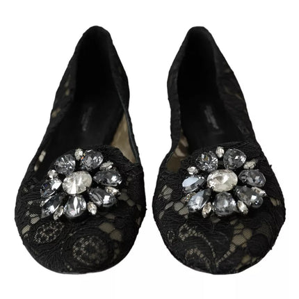 Chaussures de cristaux en dentelle Taormina noire