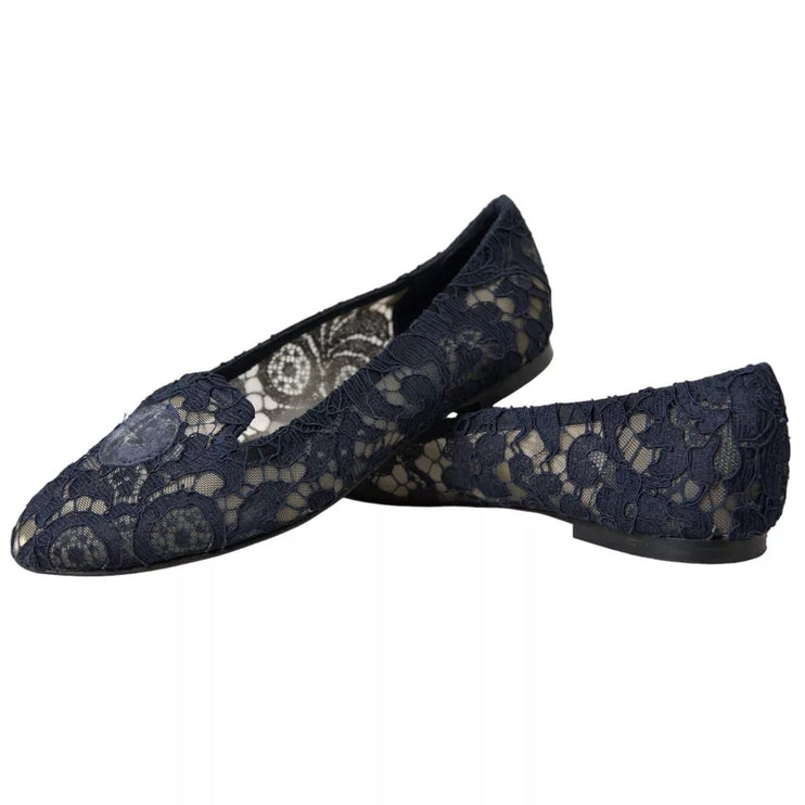 Chaussures en dentelle Taormina Blue foncé sur les chaussures plates