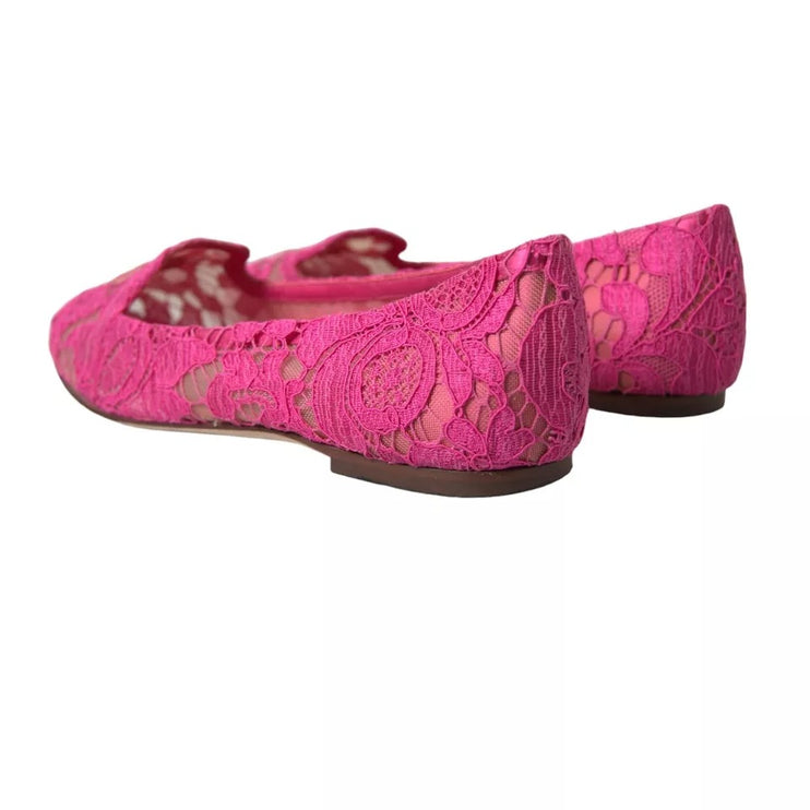 Pink Taormina Lace Slip on Flats Chaussures