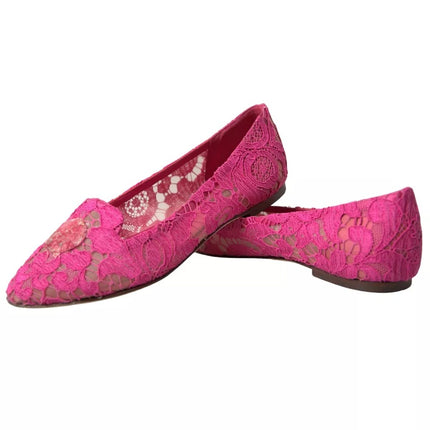 Roze taormina kanten slip op flats schoenen