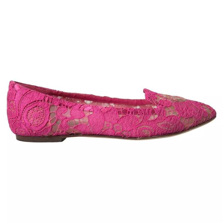 Pink Taormina Lace Slip on Flats Chaussures