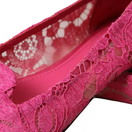 Roze taormina kanten slip op flats schoenen