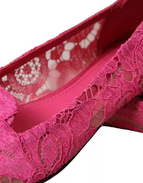 Pink Taormina Lace Slip on Flats Chaussures