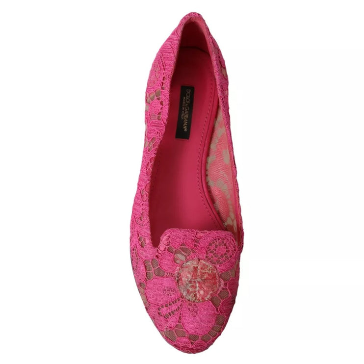 Pink Taormina Lace Slip on Flats Chaussures