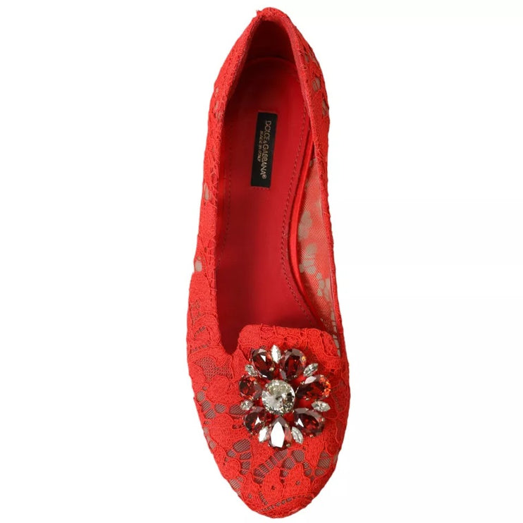 Chaussures de mocassins de ballet en cristal rouge