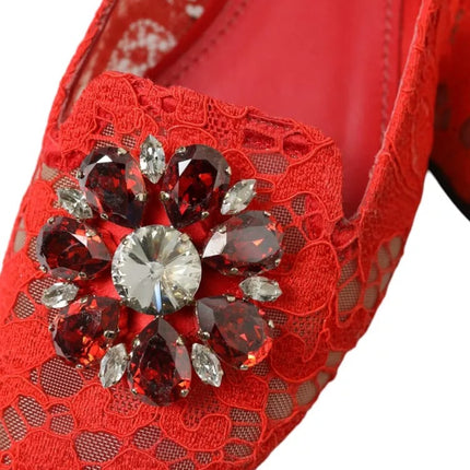 Chaussures de mocassins de ballet en cristal rouge