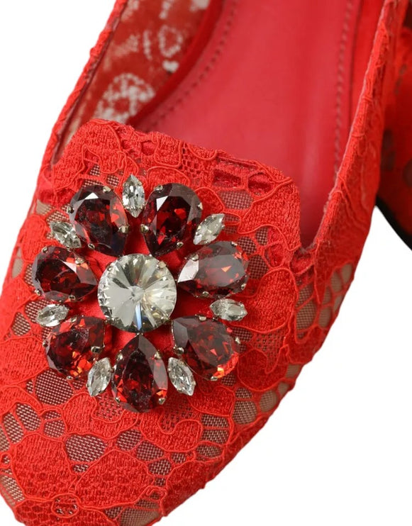 Chaussures de mocassins de ballet en cristal rouge