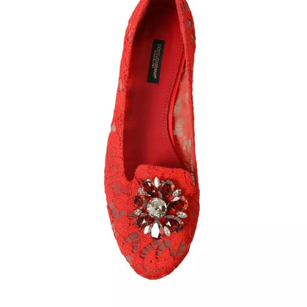 Chaussures de mocassins de ballet en cristal rouge