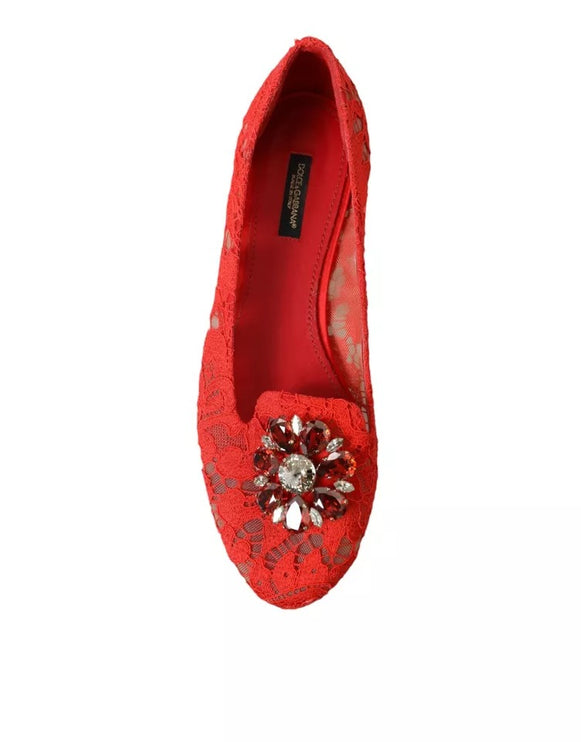 Chaussures de mocassins de ballet en cristal rouge