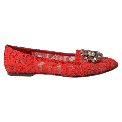 Chaussures de mocassins de ballet en cristal rouge