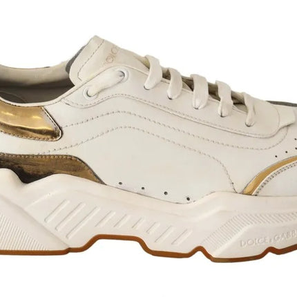 Zapatos de zapatillas de deporte de cuero de cuero de oro blanco