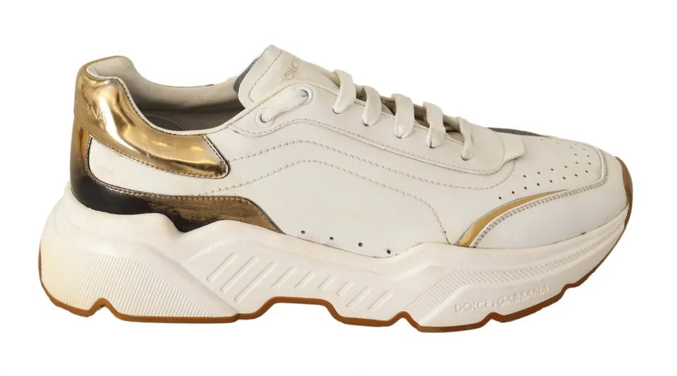 Zapatos de zapatillas de deporte de cuero de cuero de oro blanco