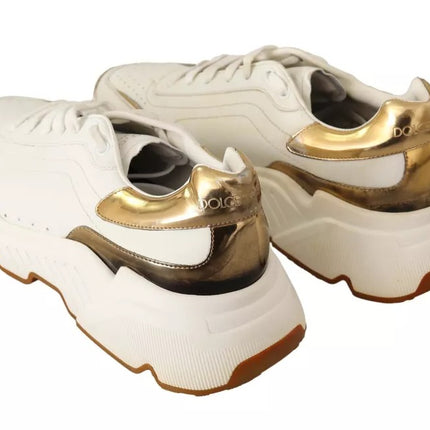 Zapatos de zapatillas de deporte de cuero de cuero de oro blanco