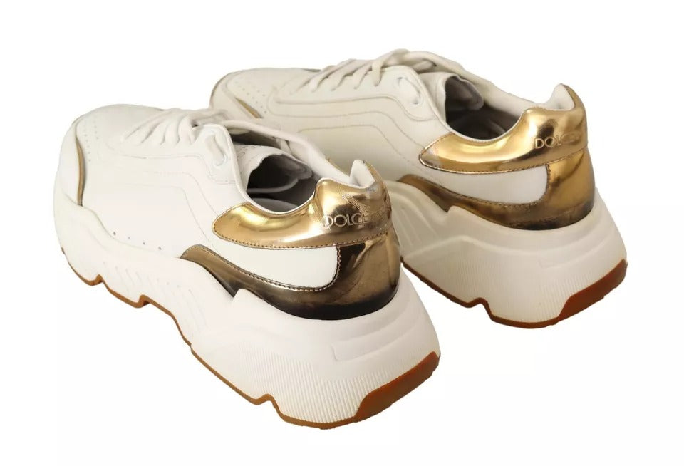 Zapatos de zapatillas de deporte de cuero de cuero de oro blanco