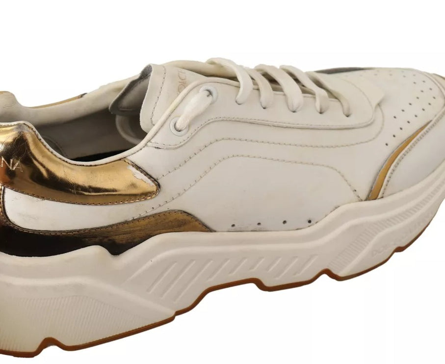 Zapatos de zapatillas de deporte de cuero de cuero de oro blanco