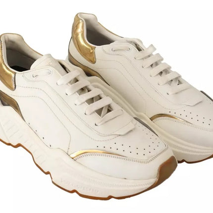 Zapatos de zapatillas de deporte de cuero de cuero de oro blanco