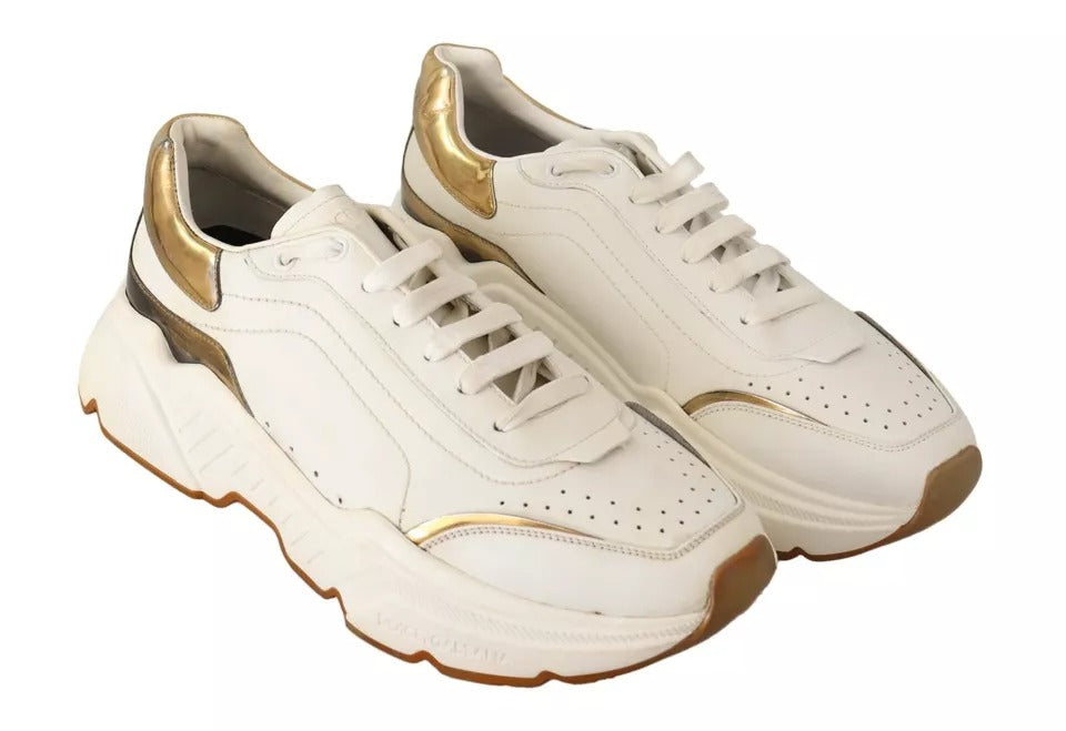 Zapatos de zapatillas de deporte de cuero de cuero de oro blanco