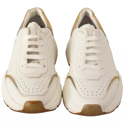 Zapatos de zapatillas de deporte de cuero de cuero de oro blanco